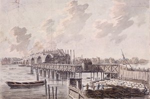 Blackfriars Bridgen rakentaminen, Lontoo, c1762.