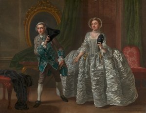 David Garrick ja rouva Pritchard Benjamin Hoadleyn "The Suspicious Husband" -elokuvassa