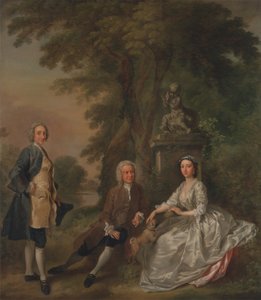 Jonathan Tyers ja hänen tyttärensä Elizabeth sekä hänen aviomiehensä John Woodin kanssa tekijältä Francis Hayman