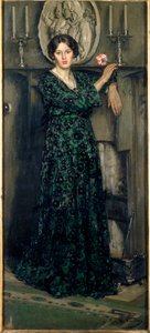 The Lady of the Carnation, n.1919 (öljy kankaalle) tekijältä Francis Henry Newbery