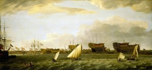 Näkymä Blackwall Yardiin Thamesin pohjoisrannalta (Englanti) tekijältä Francis Holman