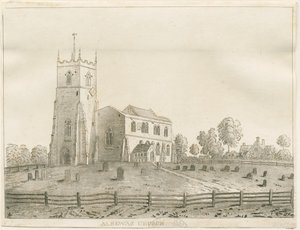 Alrewasin kirkko: akvatintakaiverrus, nd [?1848] tekijältä Francis Jukes