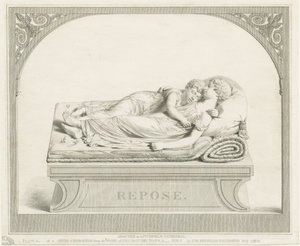 Lichfield Cathedral - "Nukkuvat lapset": kaiverrus ja [c 1823] (painettu) tekijältä Francis Legatt Chantrey