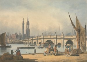 London Bridge ja Monument tekijältä Francis Nicholson