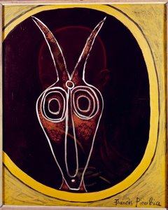 Avoimuus. Ihmisen kasvot ja eläimen pää, jossa on päällekkäin sarvi, 20. vuosisata (öljy kankaalle). tekijältä Francis Picabia