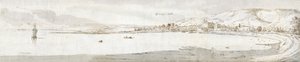 Swansea, noin 1678 (vesiväri ja ruskea muste paperille). tekijältä Francis Place