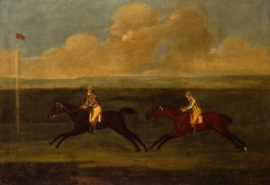 Crop an Iron, Grey Racehorse Beating Faith (öljy)