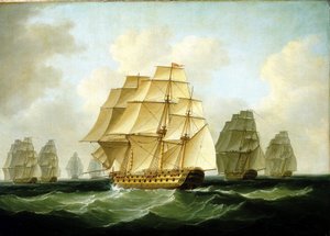 Napoleonin sotien jaksot (1803-1815): Richard Strachanin johtamat takaa-ajot Ortegalin niemimaan edustalla (Espanja), 4. marraskuuta. tekijältä Francis Sartorius