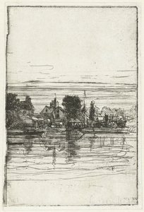 Kylä veden päällä Thamesin puoli tekijältä Francis Seymour Haden (Sir) (signed by artist)