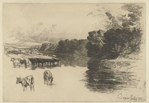 Lehmät joen rannalla Lancashire joki