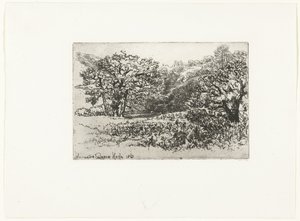 Maisema eläinlauman kanssa Lauma Werington (otsikko esineessä) tekijältä Francis Seymour Haden (Sir) (signed by artist)