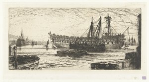 Agamemnon-laivan purkaminen Agamemnonin hajoaminen tekijältä Francis Seymour Haden (Sir) (signed by artist)