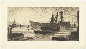 Agamemnon-laivan purkaminen Agememnonin hajoaminen tekijältä Francis Seymour Haden (Sir) (signed by artist)