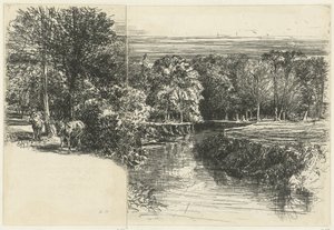 Kaksi aasia ja Dundrum-joki Kaksi aasia Dundrum-joki tekijältä Francis Seymour Haden (Sir) (signed by artist)