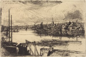 Vanha Chelsea, Whistlerin ikkunasta nähtynä (Battersea Reach) tekijältä Francis Seymour Haden
