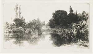 Shere Mill Pond (Suurempi lautanen), 1860 tekijältä Francis Seymour Haden