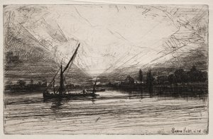 Auringonlasku Thamesilla tekijältä Francis Seymour Haden