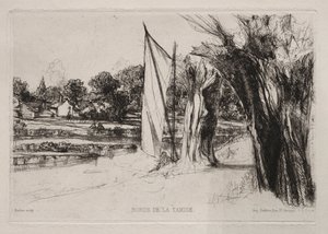 Thames Ditton - Purjeella, 1864. tekijältä Francis Seymour Haden