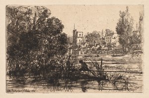 Twickenhamin kirkko, 1865. tekijältä Francis Seymour Haden