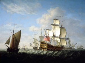 Kuninkaallisen laivaston brittiläinen laivue merellä. Francis Swaine (1725-1782), öljy kankaalle, noin 1740-luvun lopulla. tekijältä Francis Swaine