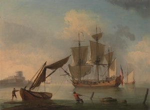 Englantilainen Sloop tuli rantaan lähellä tekijältä Francis Swaine