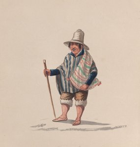 Perulainen mies, ryhmästä piirustuksia, jotka kuvaavat perulaista pukua, n. 1848.