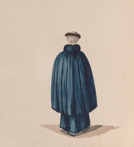 Munkki Pyhän Franciscuksen luokasta takaa katsottuna, piirustusryhmästä..., n. 1848.