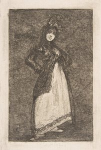 Maja seisoo tummaa taustaa vasten Maja. tekijältä Francisco de Goya