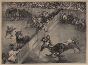 Härkätaistelu jaetussa kehässä tekijältä Francisco de Goya