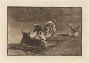 Capean otro encerrado (He pelaavat toista niemen kanssa aitauksessa), levy 4 La tauromaquiasta tekijältä Francisco de Goya