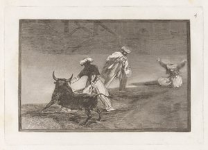 Capean otro encerrado (He pelaavat toista niemen kanssa aitauksessa), levy 4 La tauromaquiasta tekijältä Francisco de Goya