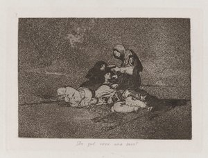 mistä? tarjoilee kupin? (Mikä on kupin käyttö?), levy 59 julkaisusta The Disasters of War tekijältä Francisco de Goya