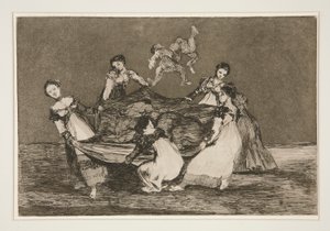 Erilainen femenino (Feminine Folly), pl. 1 sarjasta Los proverbios tekijältä Francisco de Goya
