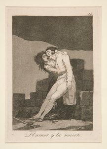 rakkaus ja kuolema (Love and Death), pl. 10 sarjasta The Caprices tekijältä Francisco de Goya