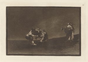 Hän itse heittää härän Madridin aukiolle (Sama mies heittää härän kehään Madridissa), levy 16 La tauromaquiasta tekijältä Francisco de Goya