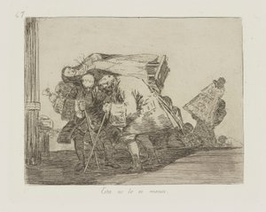 Tämä ei ole vähempää. (Tämä ei ole vähemmän niin), pl. 67 sarjasta The Disasters of War tekijältä Francisco de Goya