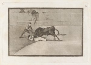 Pepe Illon onneton kuolema kehässä Madridissa (Pepe Illon onneton kuolema kehässä Madridissa), levy 33 La tauromaquiasta tekijältä Francisco de Goya