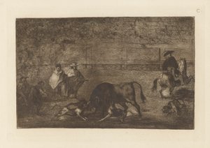 The Dogs Let Loose on the Bull, La tauromaquian levy C (kolmas painos) tekijältä Francisco de Goya