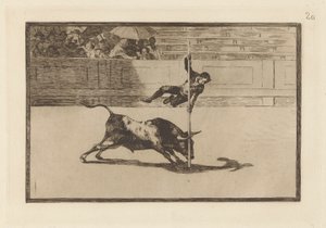 Juanito Apinanin keveys ja röyhkeys Madridissa [Ringissä], levy 20 La Tauromaquiasta tekijältä Francisco de Goya
