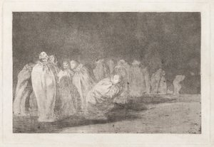 Los ensacados (The Men in Sacks), joka tunnetaan myös nimellä So el sayal, hay al (Säkkikankaan alla on jotain), sarjasta Los disparates (Los proverbios) tekijältä Francisco de Goya