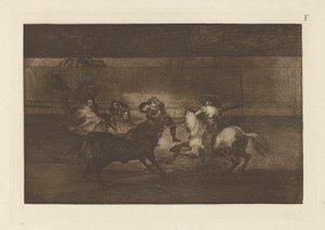 Pepe Illon kuolema (Pepe Illon kuolema, 3. sävellys), The Bull Maquian levy F (3. painos) tekijältä Francisco de Goya