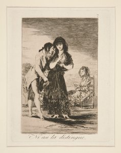 Ni asi la distingue (Vaikka hän ei voi tehdä häntä ulos), pl. 7 Los caprichosista tekijältä Francisco de Goya