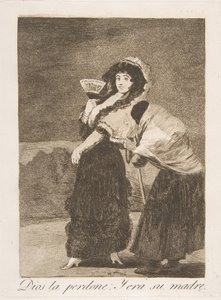 Levy 16 Los Caprichosista: Taivaan tähden: ja se oli hänen äitinsä Dios la Perdone: Y..., 1799. tekijältä Francisco de Goya