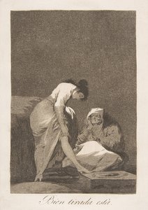 Levy 17 Los Caprichosista: Se on kauniisti venytetty Bien tirada está., 1799. tekijältä Francisco de Goya