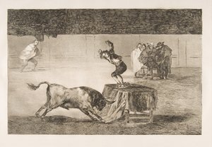 Tauromaquian levy 19: Toinen hänen hulluutensa samassa kehässä., 1816. tekijältä Francisco de Goya