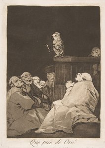 Lauta 53 Los Caprichosista: Mikä kultainen nokka! Que pico de Oro!, 1799. tekijältä Francisco de Goya