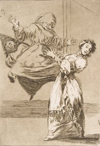 Levy 74 Los Caprichosista: Älä huuda, tyhmä, ei grites, tonta, 1799. tekijältä Francisco de Goya