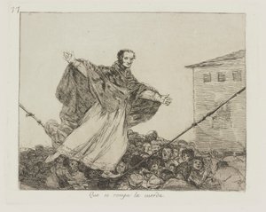 Köysi katkeaa. (Toukokuun johto katkeaa.), pl. 77 sarjasta The Disasters of War tekijältä Francisco de Goya
