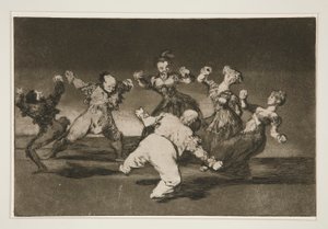 Si Marina Bayl? [sic], tome lo que hall? (Jos Marion tanssii, hänen on otettava seuraukset), pl. 12 sarjasta Los proverbios tekijältä Francisco de Goya