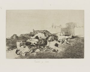 Niin paljon ja enemmän. (Vielä pahempaa), pl. 22 sarjasta The Disasters of War tekijältä Francisco de Goya